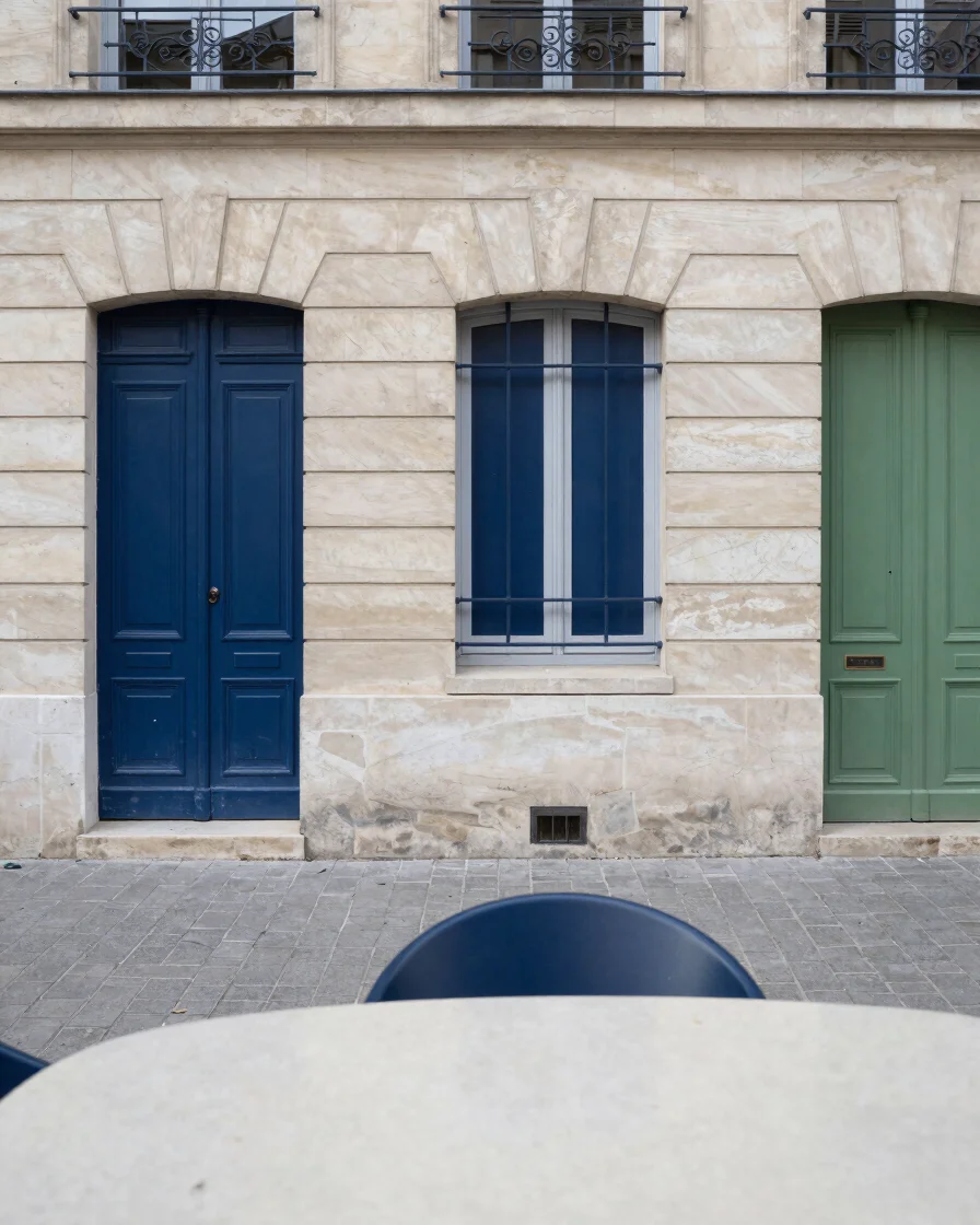 Détail d’une façade en pierre d’un immeuble résidentiel français